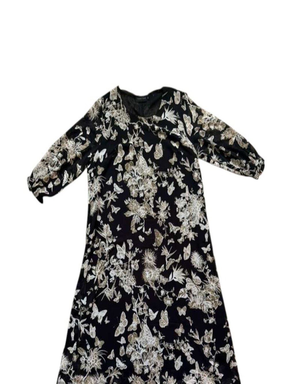 Nametshe Womens Plus Size 18 Black Floral Botanical Long Sleeve Dress